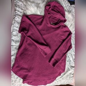 Chaser Purple Waffle Knit Long Sleeve Hoodie Womens Size Medium